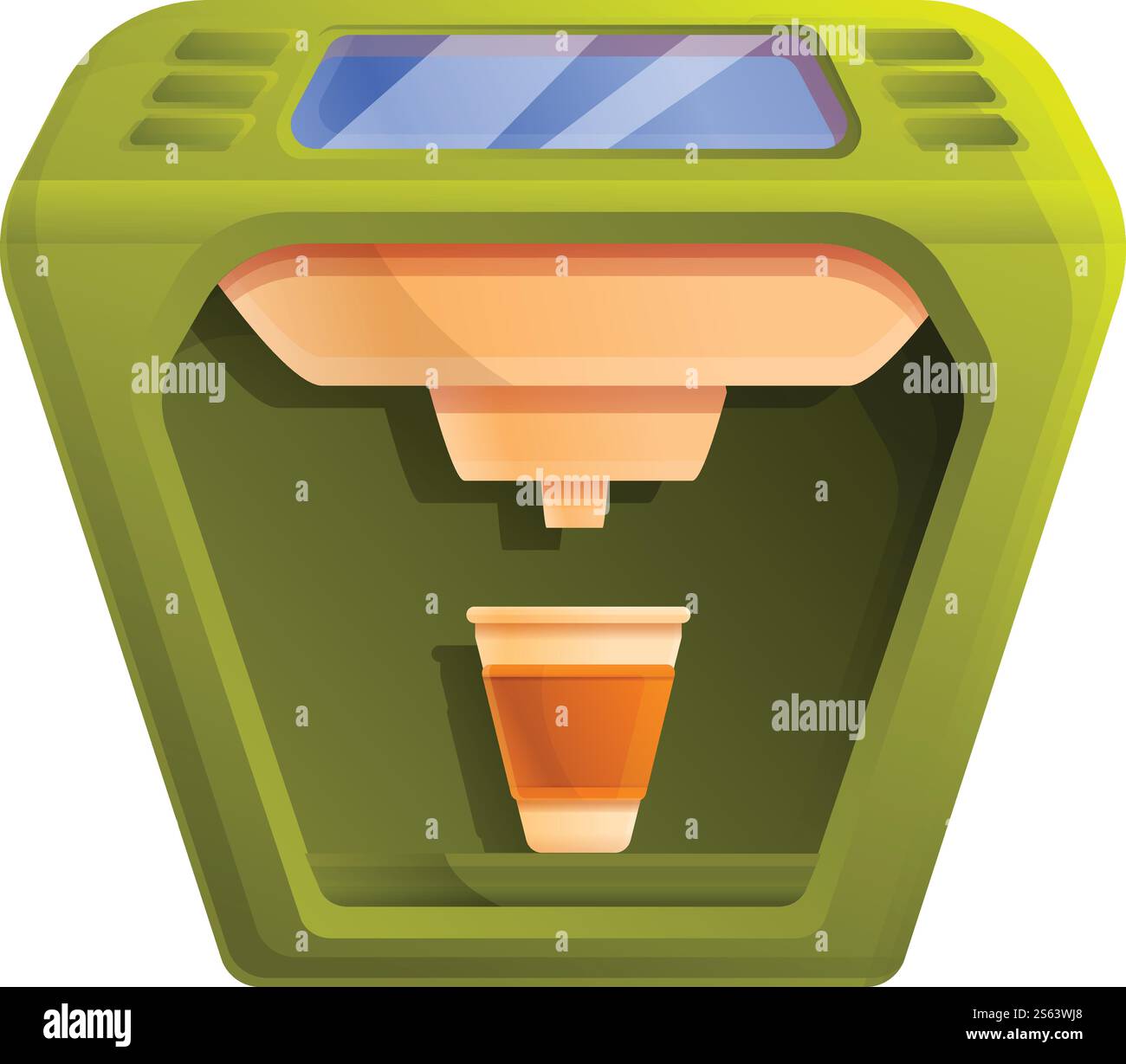 Icône de machine à café verte. Dessin animé de l'icône de vecteur de machine à café verte pour la conception de Web isolé sur fond blanc. Icône de machine à café verte, style de bande dessinée Illustration de Vecteur