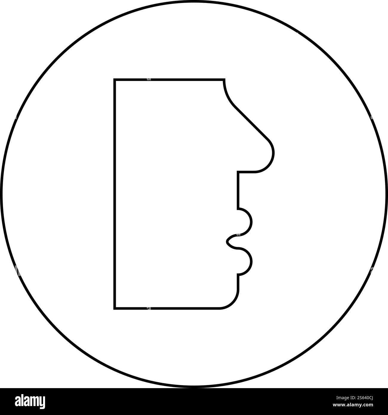 Visage humain vue latérale tête bouche nez lèvre profil homme silhouette icône de personne en cercle contour rond noir illustration vectorielle de style plat image simple. Visage humain vue latérale tête bouche nez lèvre profil homme silhouette icône de personne en cercle contour rond noir illustration vectorielle de couleur plate image de style Illustration de Vecteur