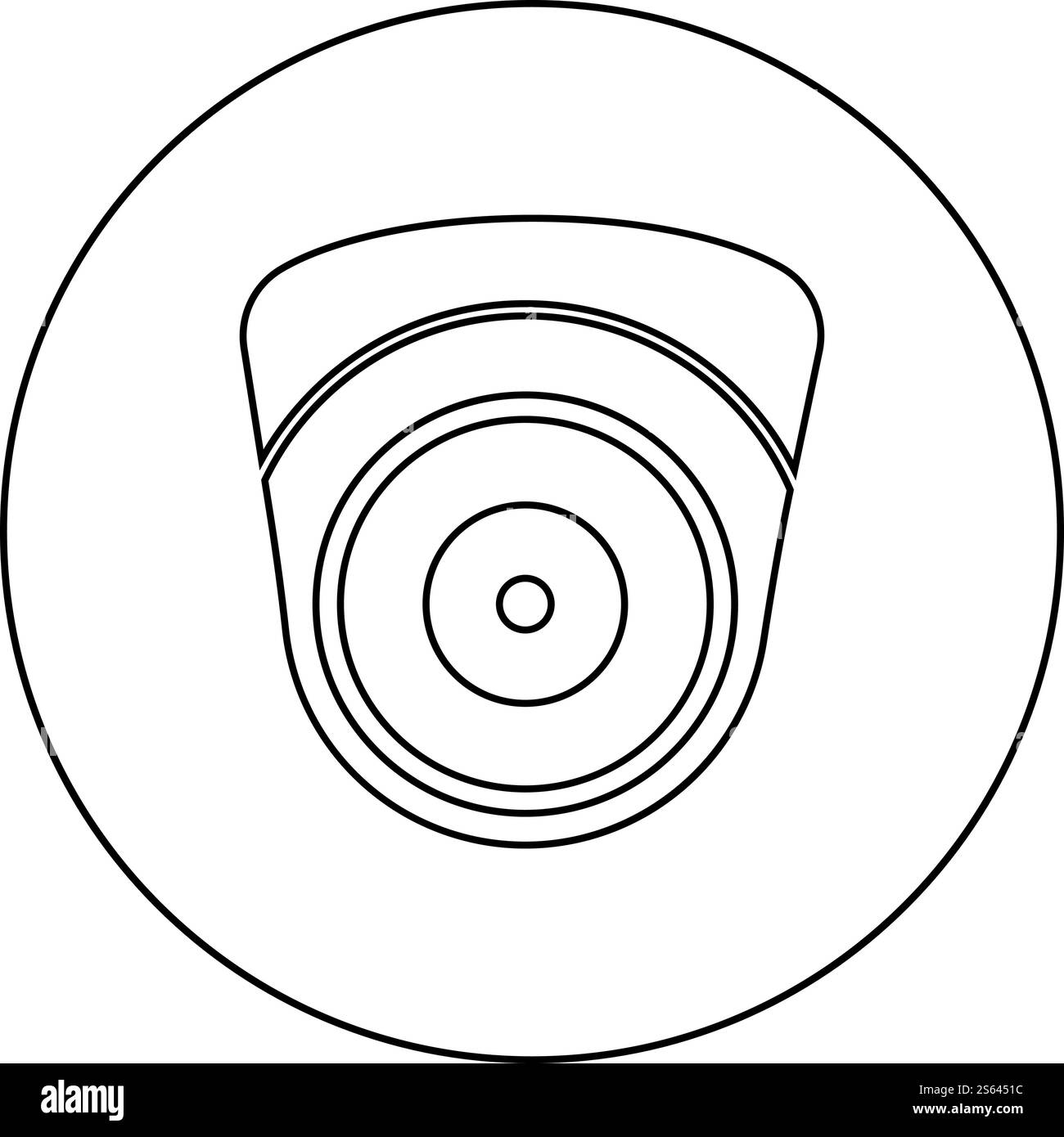 Caméra vidéo suivi de caméscope sphérique surveillance de l'appareil dispositif de surveillance CCTV Secure concept icône en cercle contour rond noir illustration vectorielle de style plat image simple. Caméra vidéo suivi de caméscope sphérique surveillance de l'appareil dispositif de surveillance CCTV Secure concept icône en cercle contour rond noir illustration vectorielle de couleur noire image de style plat Illustration de Vecteur