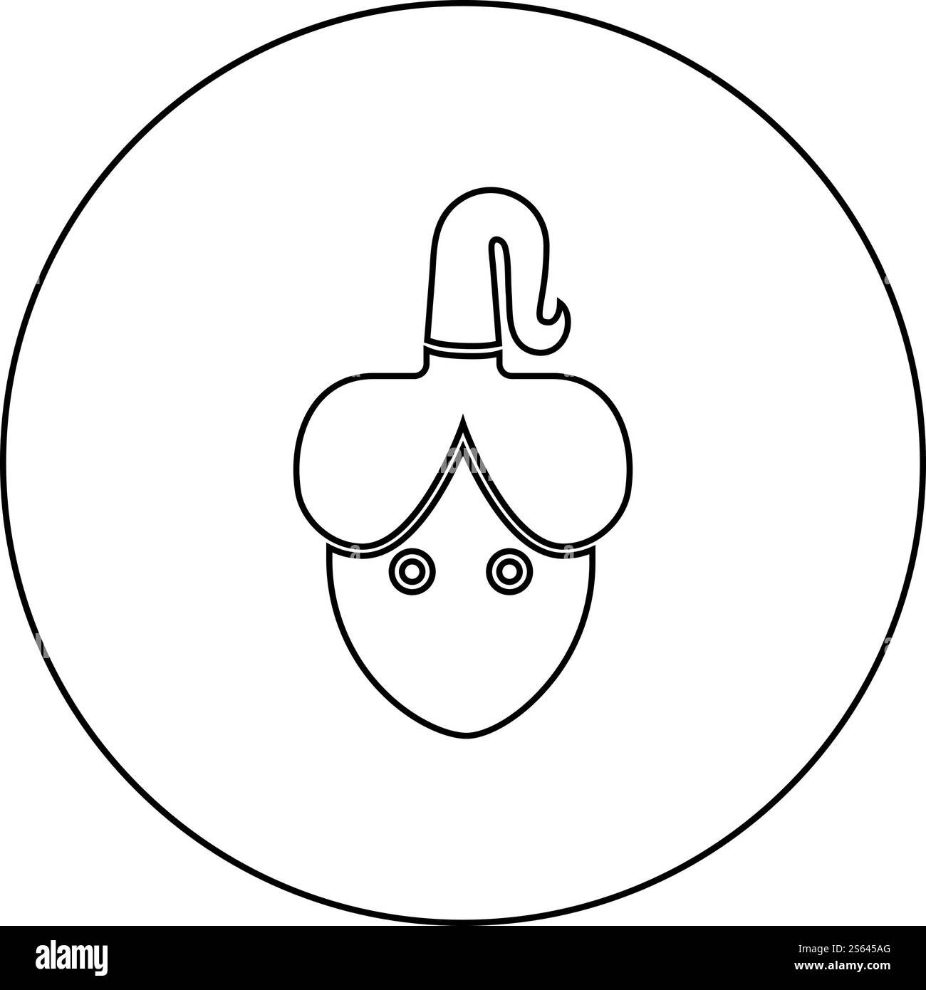 Tête de femme avec le visage de faux dans l'icône avant dans le cercle rond contour noir illustration vectorielle de couleur noire style plat image simple. Tête de femme avec le visage de faux dans l'icône avant dans le cercle rond contour noir illustration vectorielle de couleur noire image de style plat Illustration de Vecteur