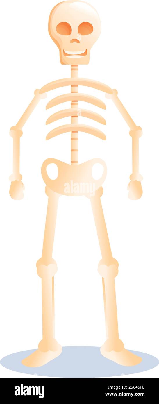 Icône squelette mignon d'halloween. Dessin animé de l'icône vectorielle squelette mignonne d'halloween pour la conception Web isolé sur fond blanc. Icône squelette mignon d'halloween, style de bande dessinée Illustration de Vecteur