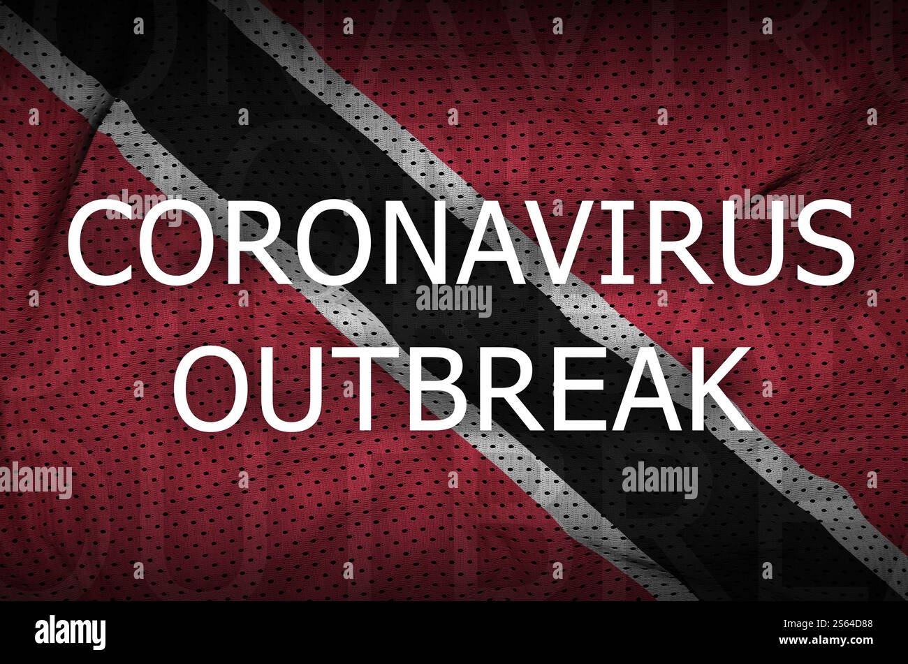 Drapeau de Trinité-et-Tobago et inscription de l'épidémie de coronavirus. Concept de virus COVID-19 ou 2019-nCoV. Drapeau de Trinité-et-Tobago et épidémie de coronavirus Banque D'Images