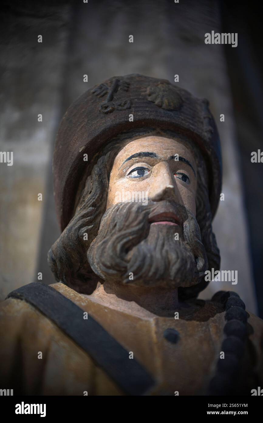 Statue de St Roch en église notre-Dame, Louviers, Eure, France Banque D'Images