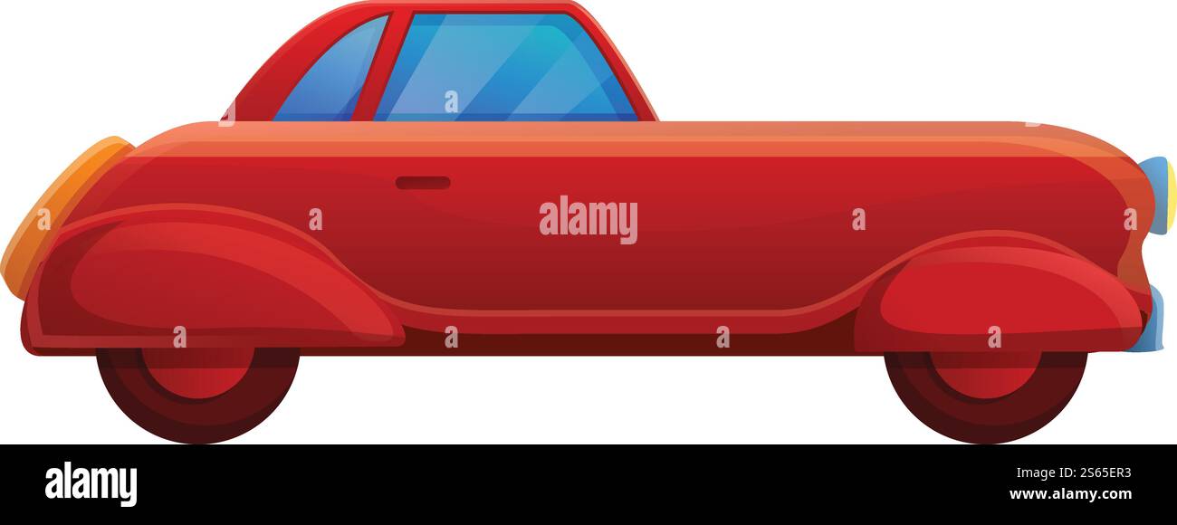 Icône de voiture rétro rouge. Dessin animé de l'icône de vecteur de voiture rétro rouge pour la conception Web isolé sur fond blanc. Icône de voiture rétro rouge, style de bande dessinée Illustration de Vecteur