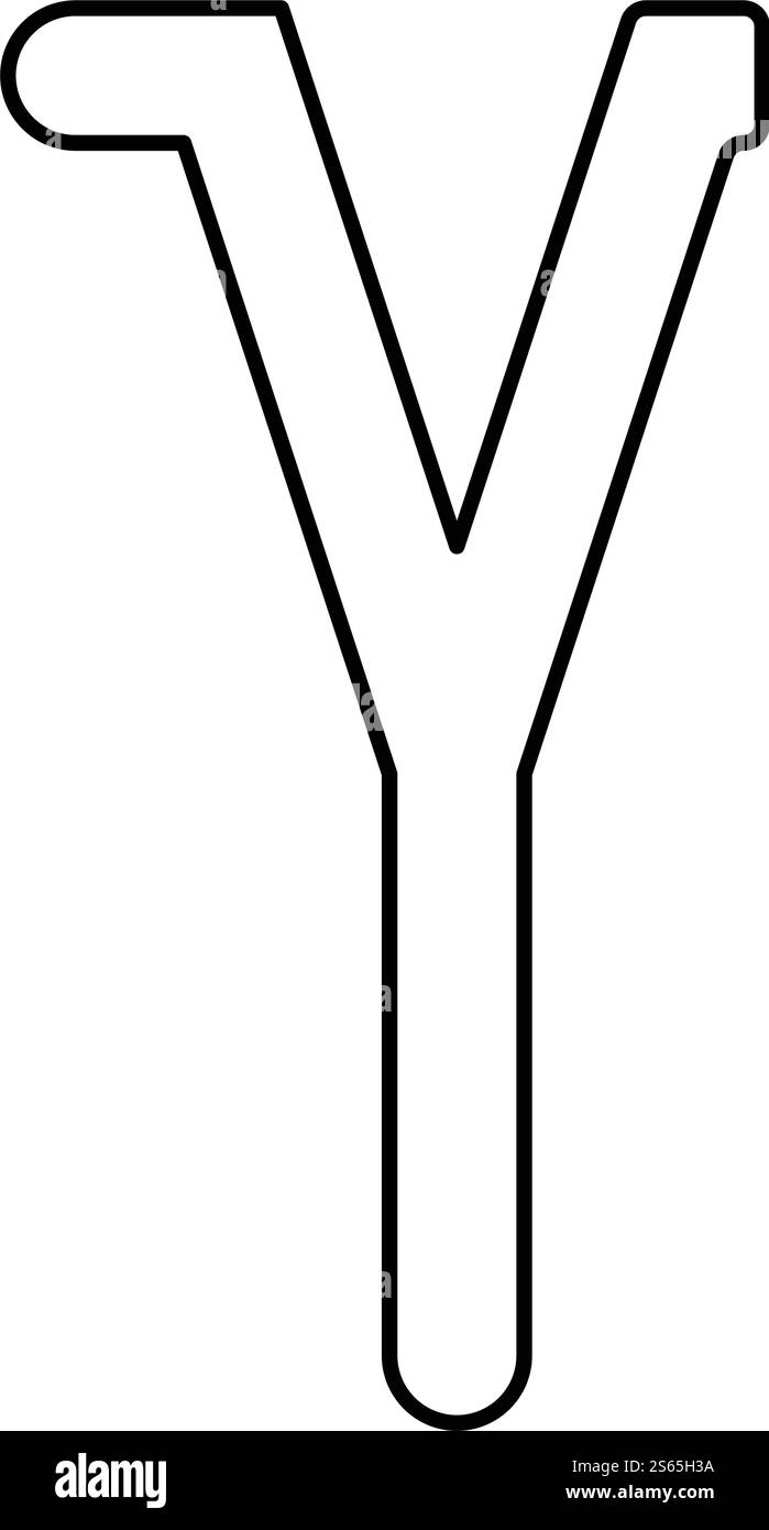 Gamma symbole grec petite lettre minuscule icône contour de couleur noire illustration vectorielle style plat image simple. Gamma symbole grec petite lettre minuscule icône de police contour de couleur noire illustration vectorielle image de style plat Illustration de Vecteur