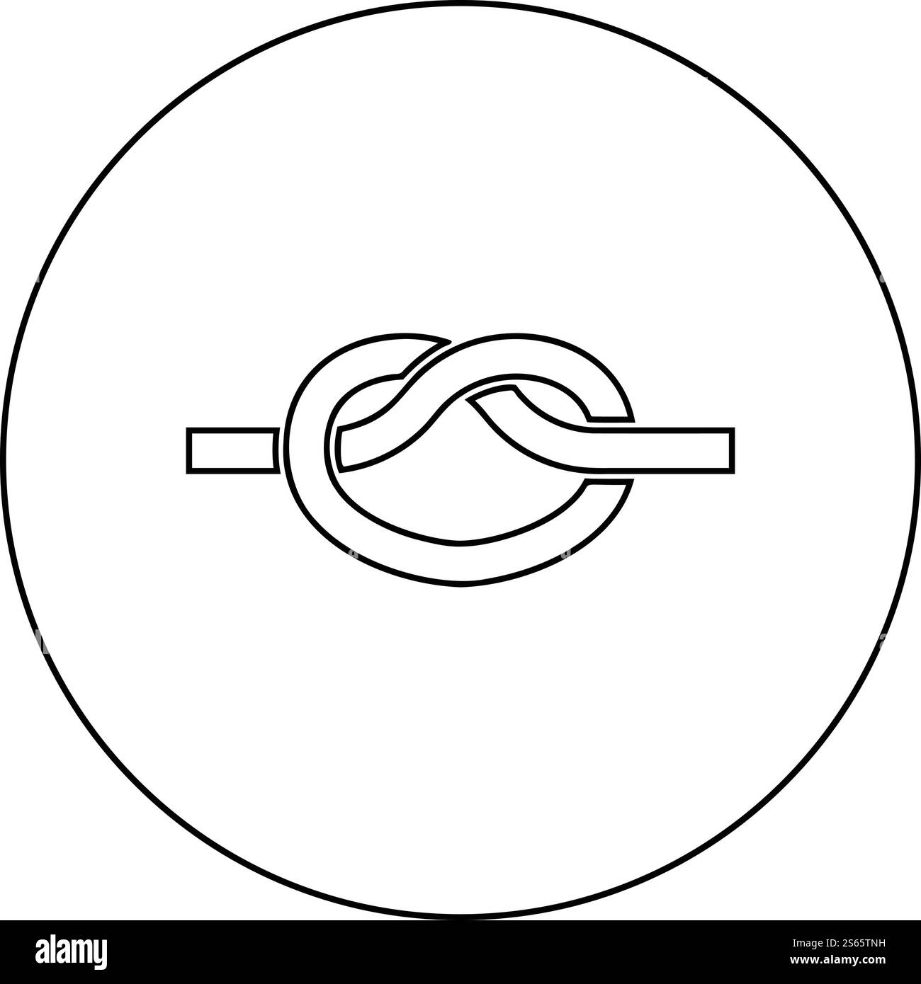 Knot Rope Tied Node Join concept icône de nœud dans le cercle rond contour noir illustration vectorielle de couleur noire style plat image simple. Knot Rope Tied Node Join concept icône de nœud dans le cercle rond contour noir illustration vectorielle de couleur noire image de style plat Illustration de Vecteur