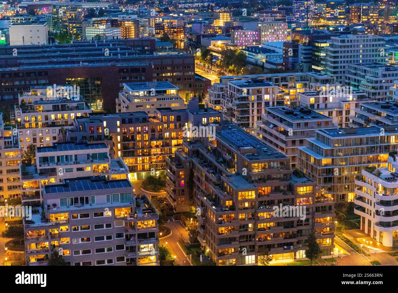 Paysage urbain de nuit à Amsterdam, pays-Bas Banque D'Images