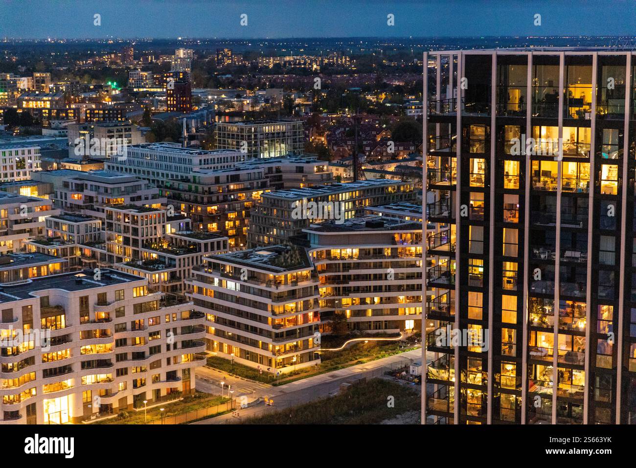 Paysage urbain de nuit à Amsterdam, pays-Bas Banque D'Images