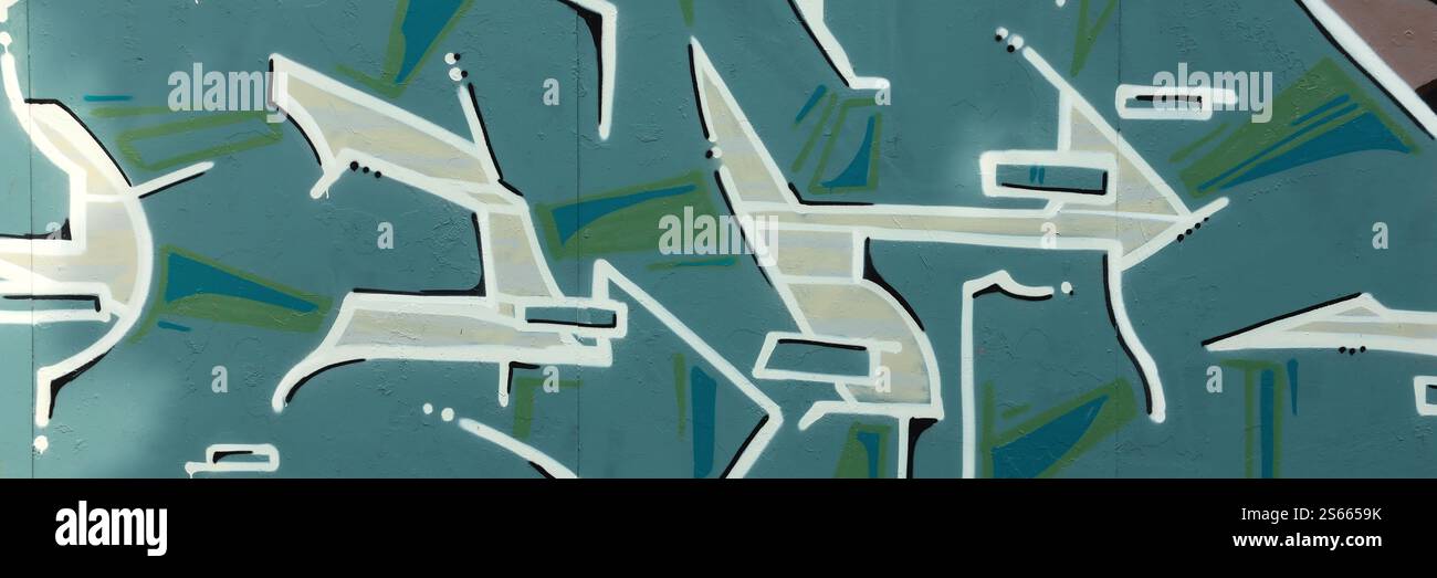 Fond coloré de graffiti peinture d'art avec des bandes d'aérosol brillantes sur le mur en métal. Pièce d'art de rue Old School faite avec de la peinture en aérosol Banque D'Images