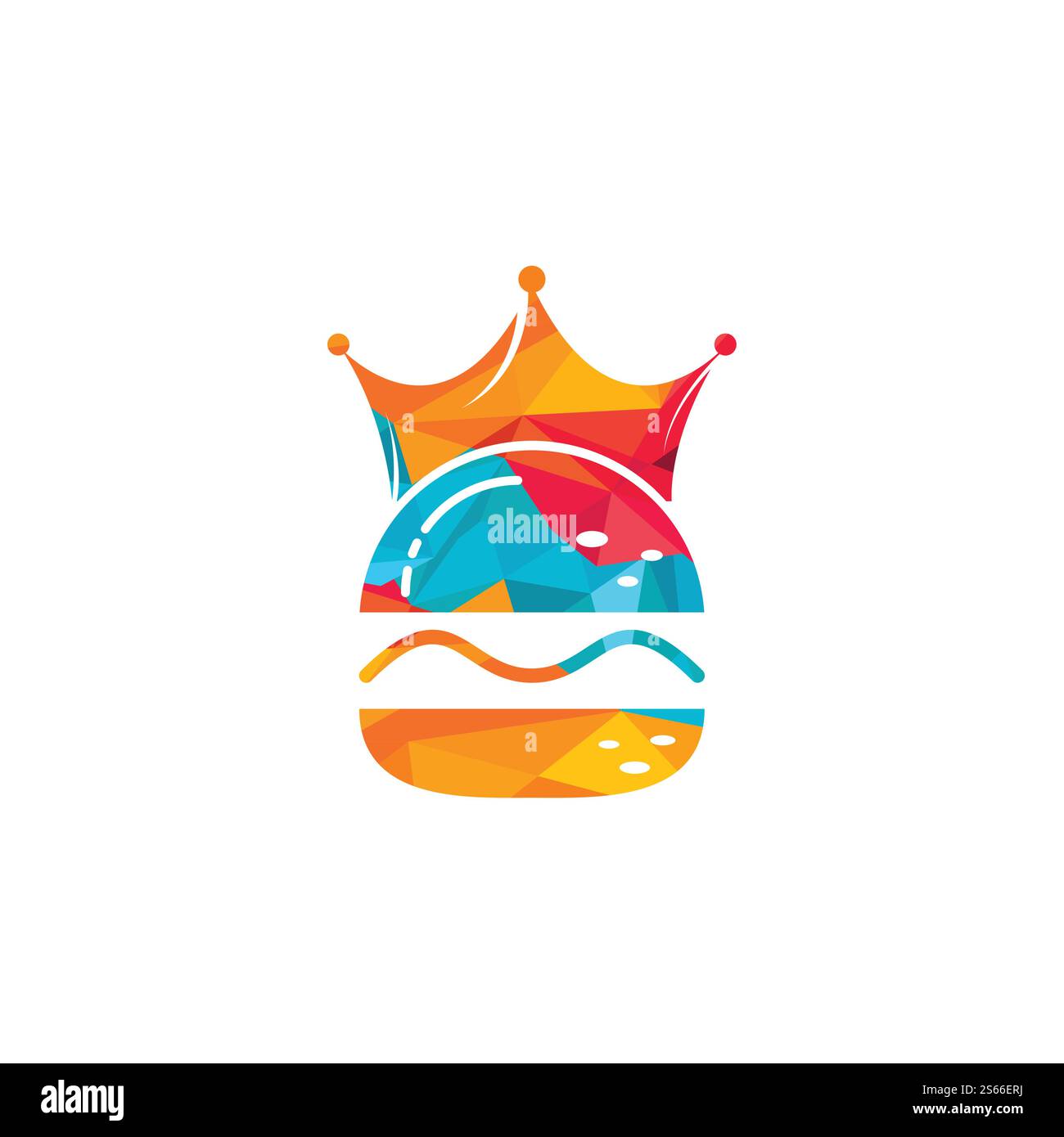 Logo Burger King Vector. Concept de Burger avec logo représentant une couronne. Illustration de Vecteur