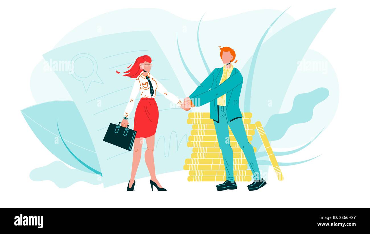 Homme d'affaires Shake Hand Woman B2B Black Line crayon dessin vecteur. Femme d'affaires et homme partenaire Handshake font affaire de relation, partenariat de commerce B2B et coopération. Illustration. Homme d'affaires Shake Hand femme B2B personnages vecteur Illustration de Vecteur