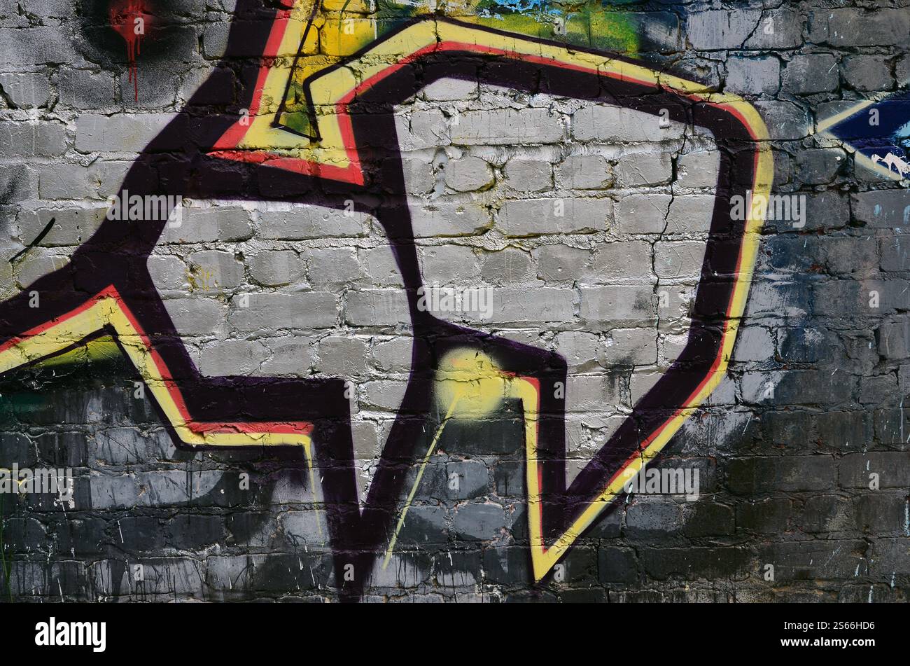 L'art de rue graffitis colorés sur le mur. Fragment dans l'arrière-plan. Résumé détail d'un graffiti Banque D'Images