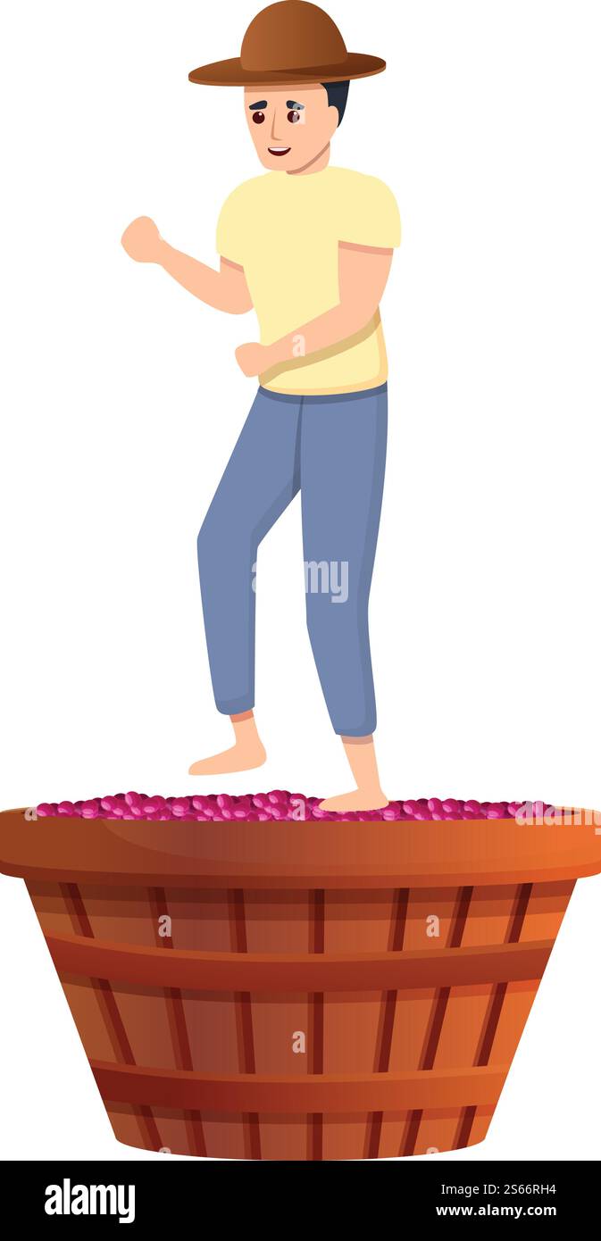 Icône du producteur de vin du village. Dessin animé de l'icône vectorielle de fabricant de cave de village pour la conception de Web isolé sur fond blanc. Icône de fabricant de cave de vinification de village, style de bande dessinée Illustration de Vecteur