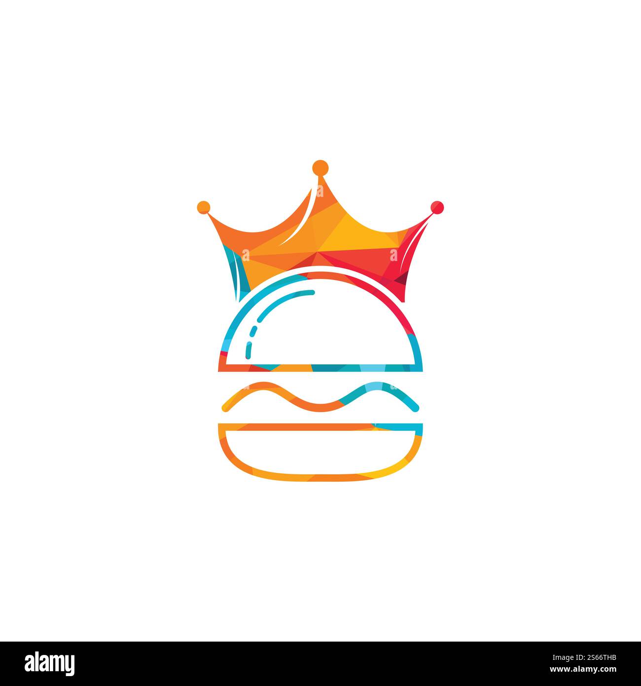 Logo Burger King Vector. Concept de Burger avec logo représentant une couronne. Illustration de Vecteur
