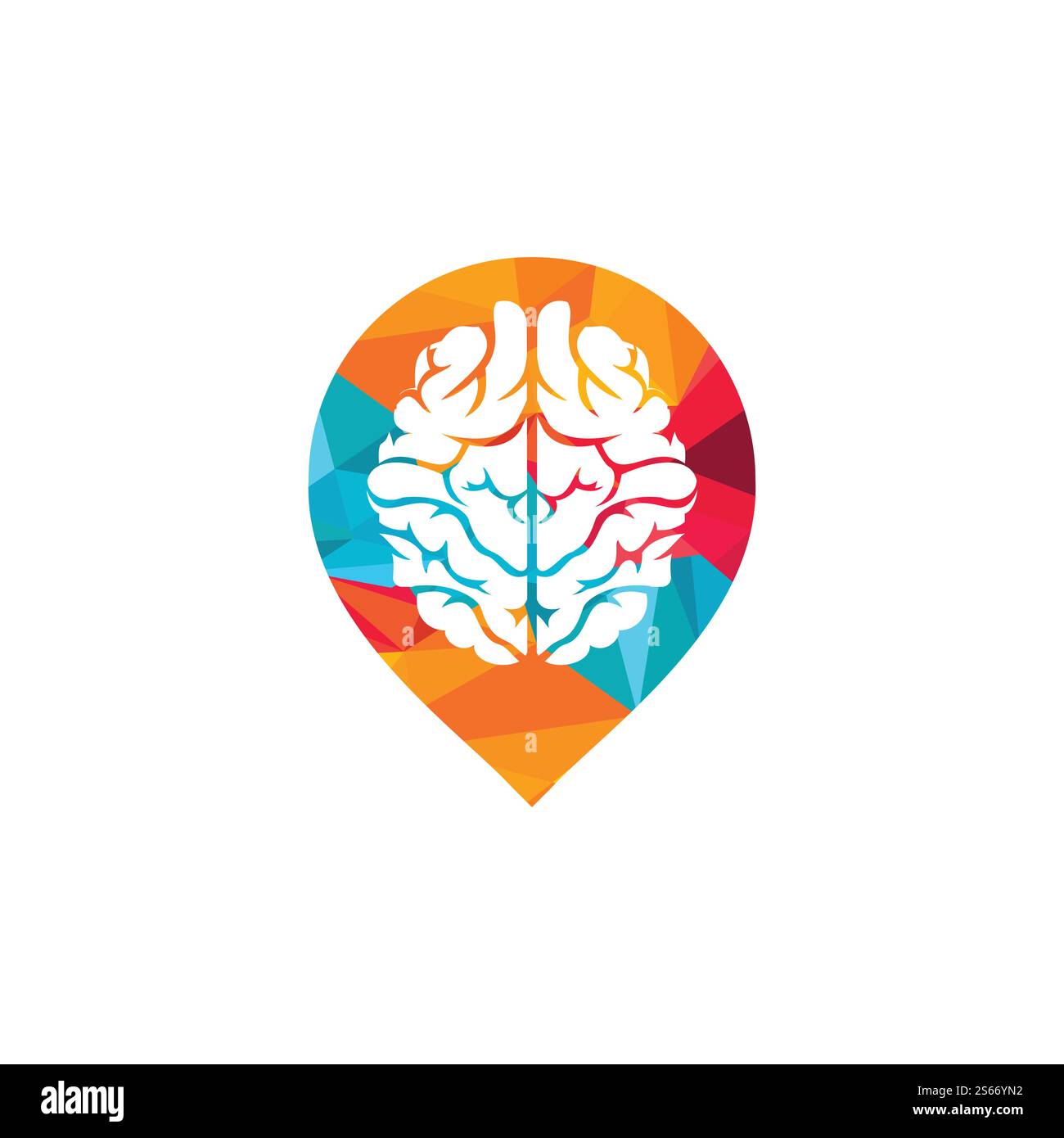 Pensez au logo de l'emplacement. Cerveau avec logo de broche de positionnement. Illustration de Vecteur