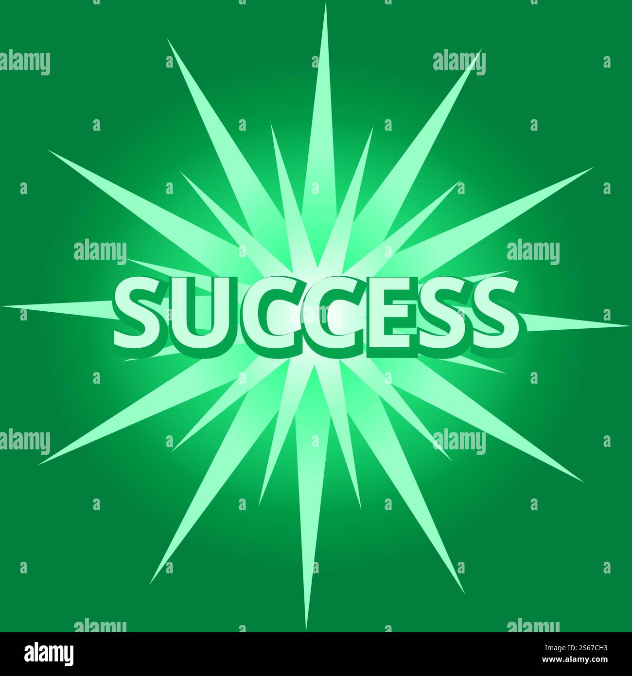 Texte de réussite sur le fond vert, concept de compétitivité. Banque D'Images