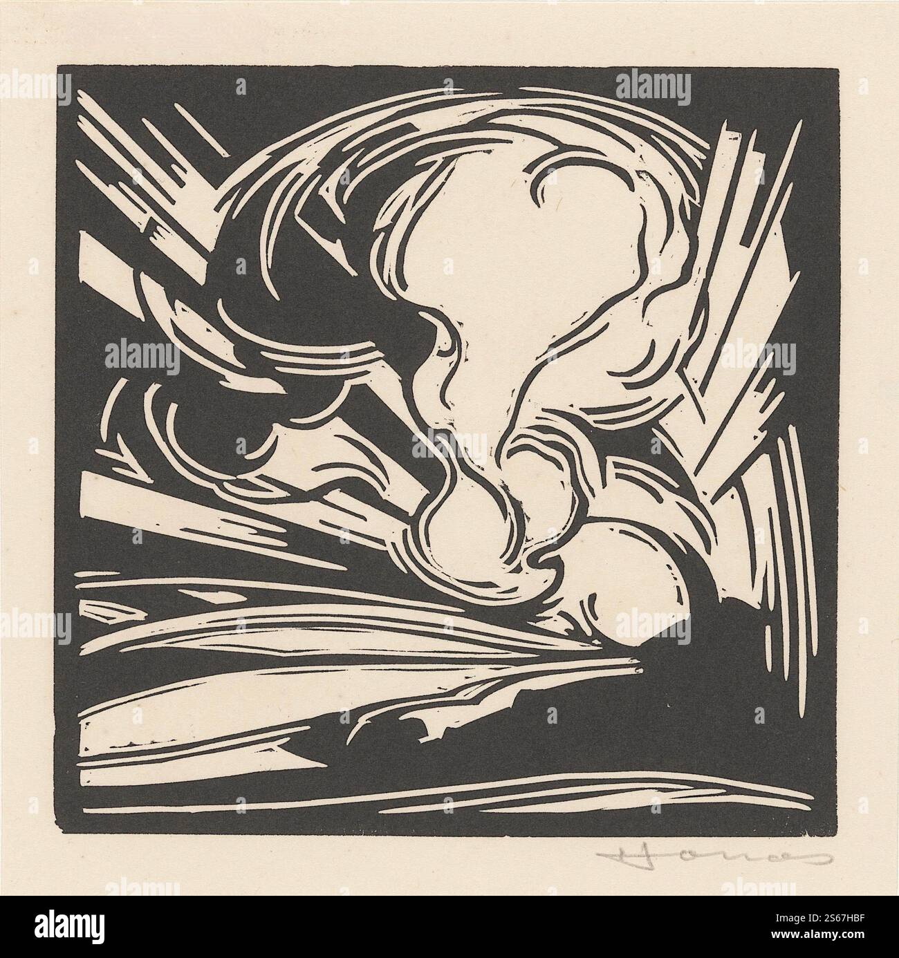 Henri Jonas - nuages et rayons de soleil au-dessus d'un paysage - 1921 Banque D'Images Henri Jonas - nuages et rayons de soleil au-dessus d'un paysage - 1921 Banque D'Images