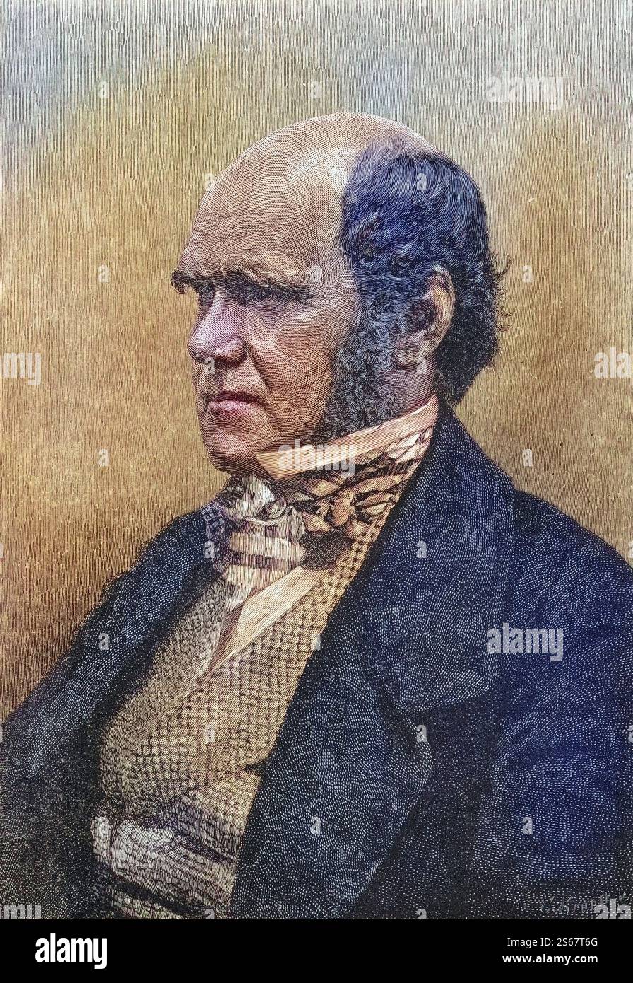 Charles Darwin, 1809-1882, 45 Jahre alt. Britischer Naturforscher. Nach einer Fotografie (1854?) Von Maull und Fox, Historisch, digital restaurierte Reproduktion von einer Vorlage aus dem 19. Jahrhundert, date du dossier non précisée Banque D'Images