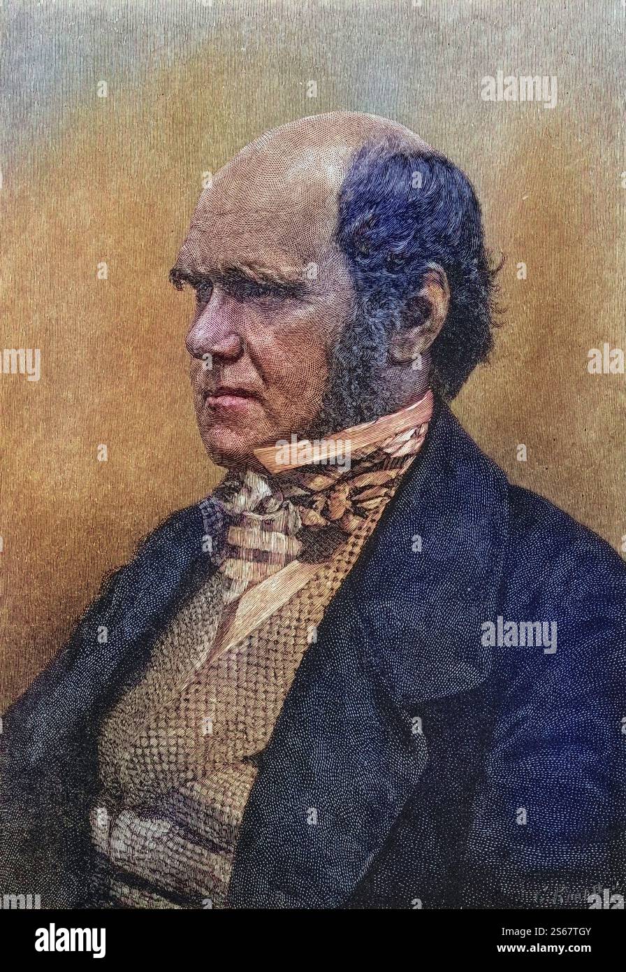 Charles Darwin, 1809-1882, 45 Jahre alt. Britischer Naturforscher. Nach einer Fotografie (1854?) Von Maull und Fox, Historisch, digital restaurierte Reproduktion von einer Vorlage aus dem 19. Jahrhundert, date du dossier non précisée Banque D'Images