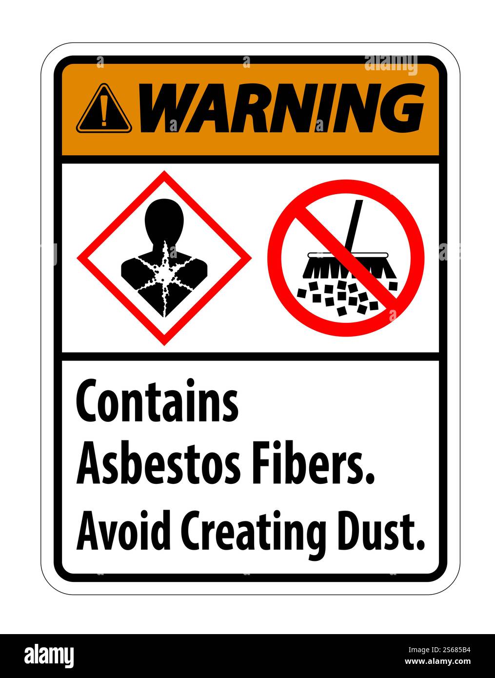 L'étiquette d'avertissement contient des fibres d'amiante, éviter de créer de la poussière Illustration de Vecteur
