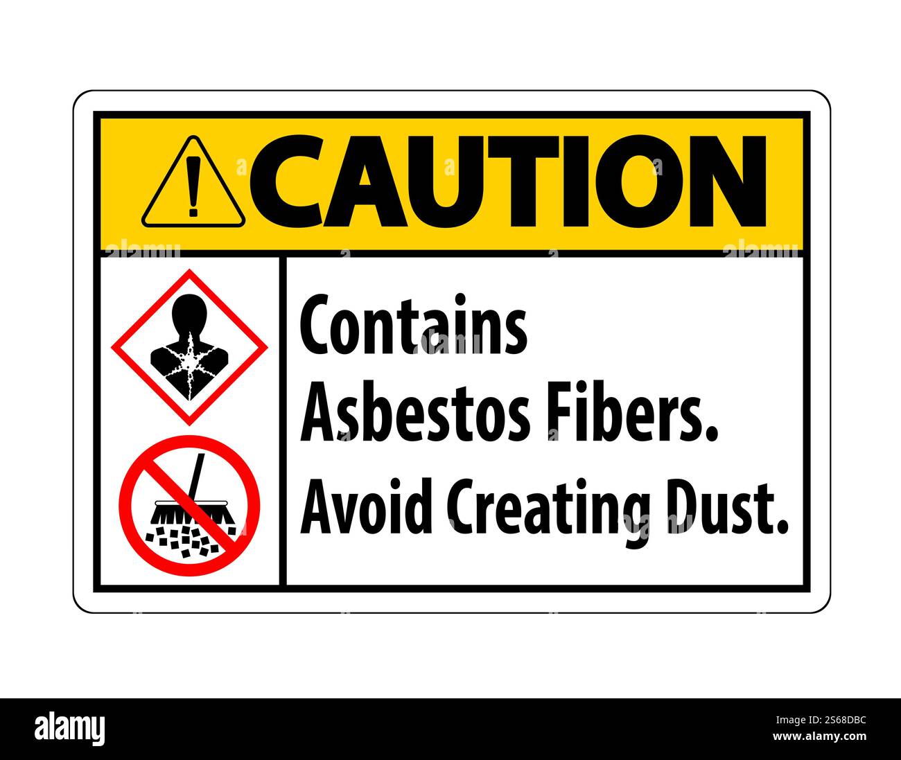 L'étiquette de mise en garde contient des fibres d'amiante, éviter de créer de la poussière Illustration de Vecteur
