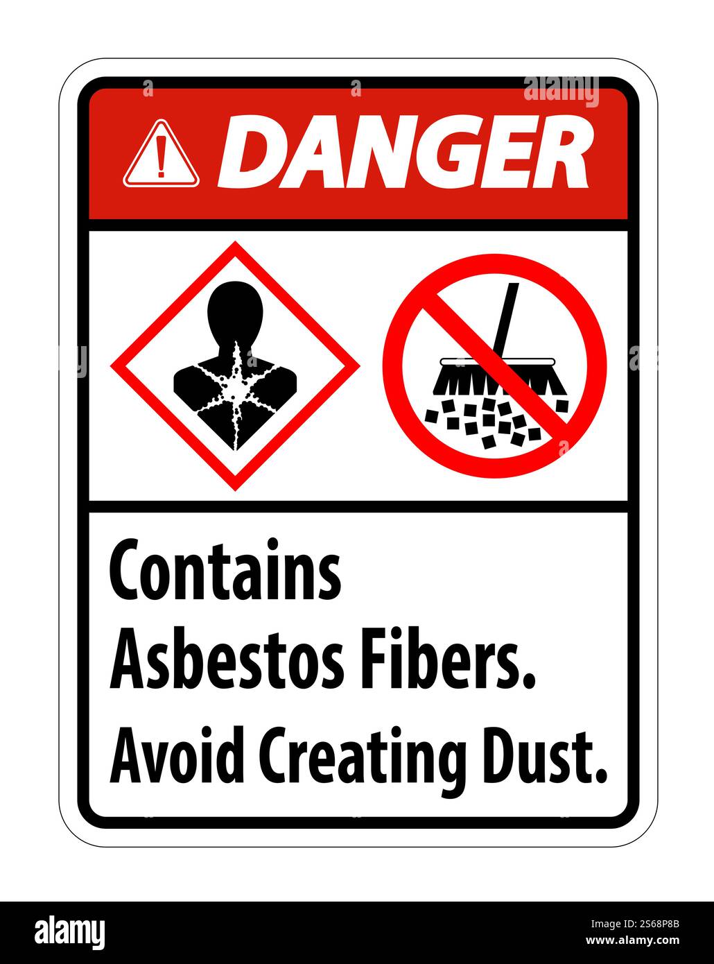 L'étiquette de danger contient des fibres d'amiante, éviter de créer de la poussière Illustration de Vecteur