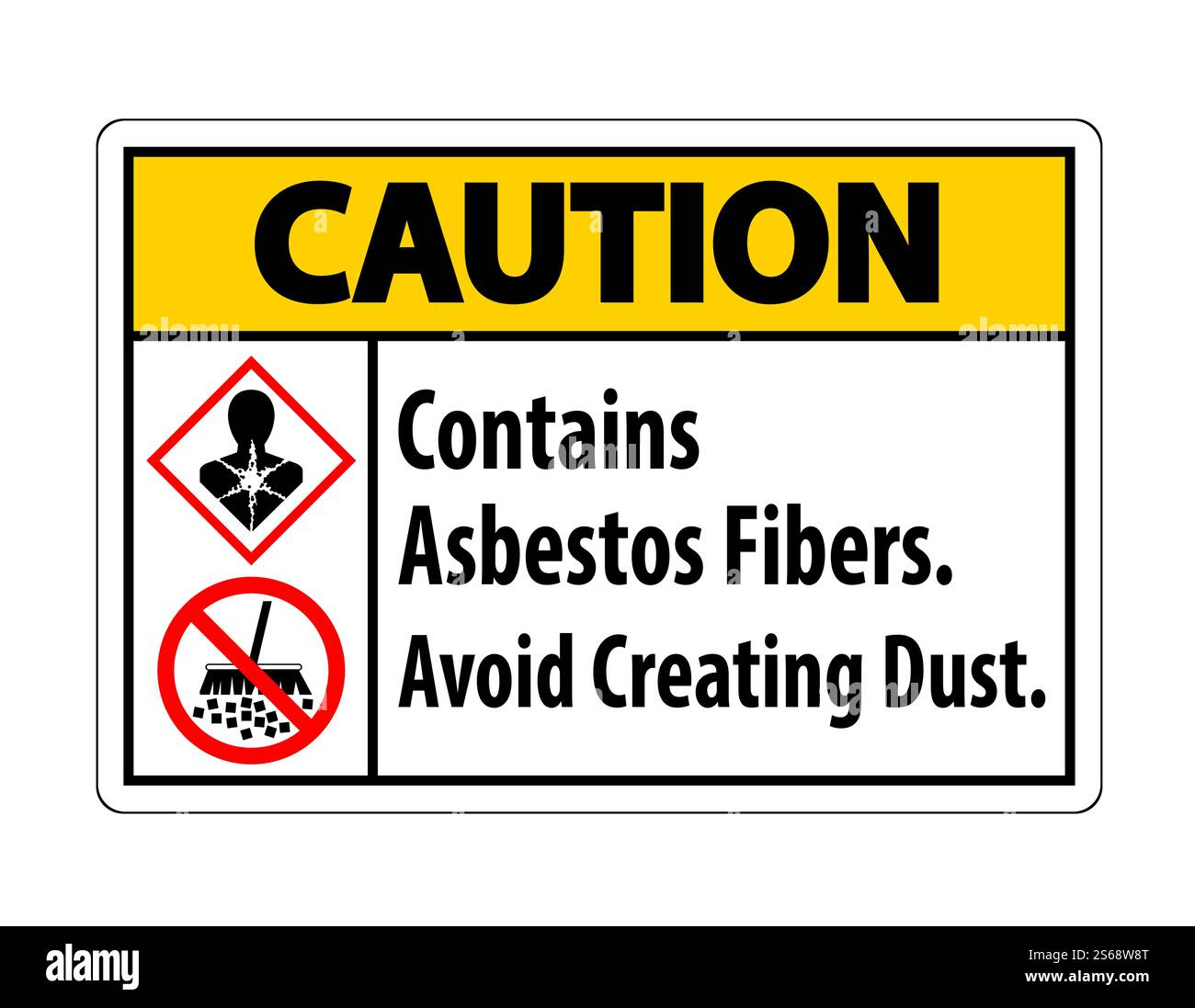 L'étiquette de mise en garde contient des fibres d'amiante, éviter de créer de la poussière Illustration de Vecteur