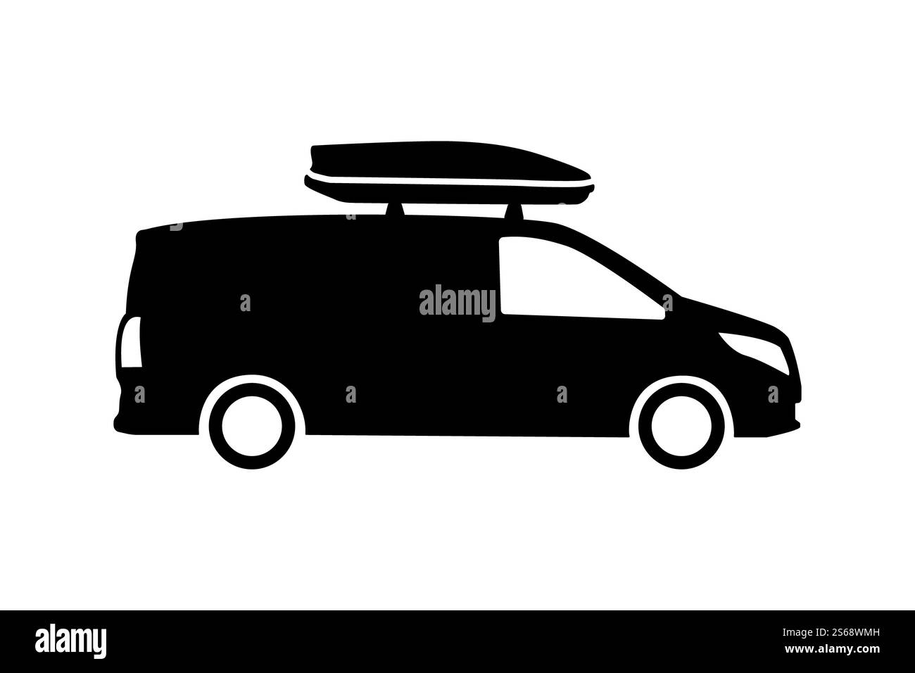 Fourgonnette avec coffre de toit, porte-bagages sur le toit. Banque D'Images