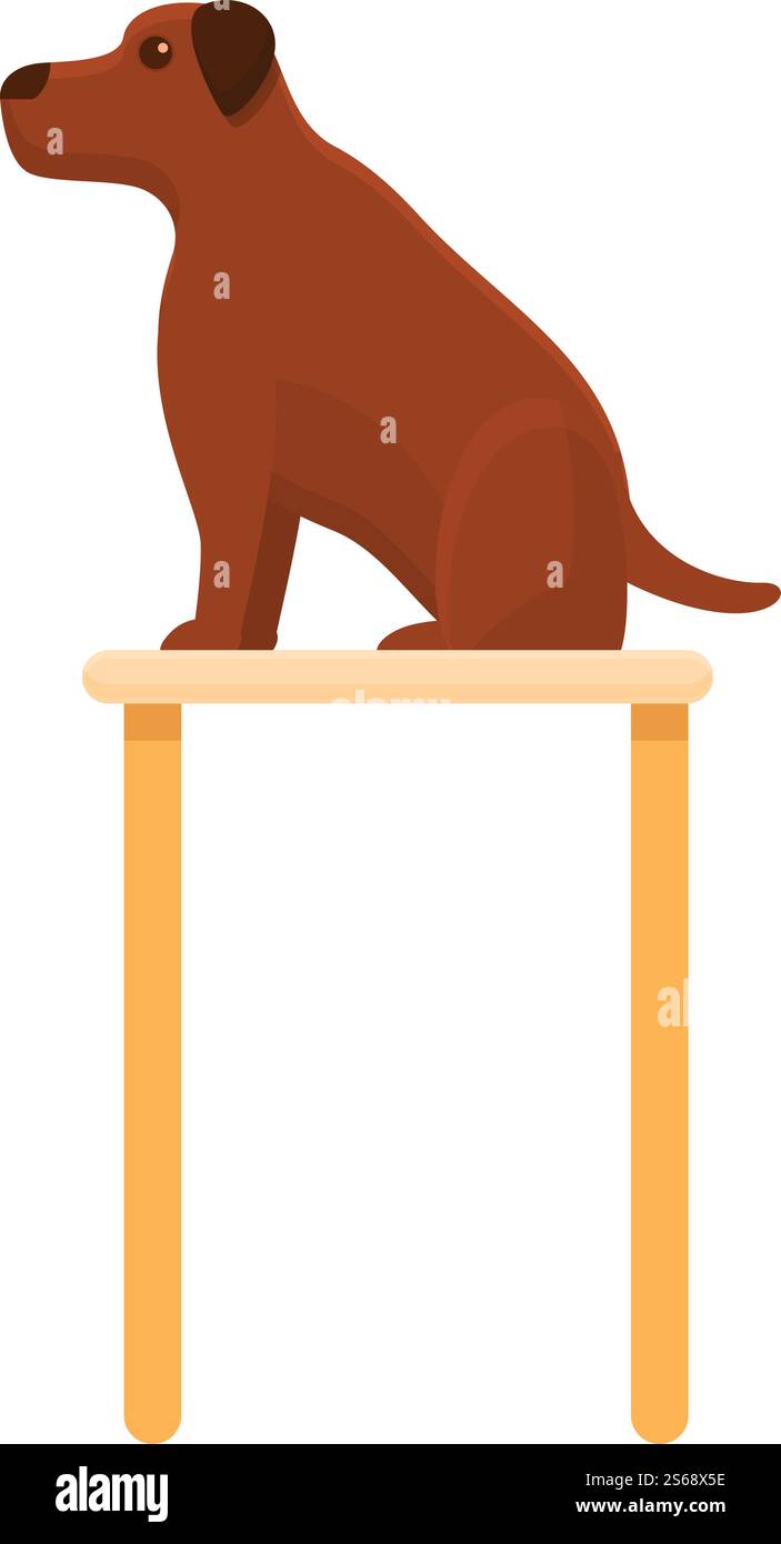 Icône chien sur la table de la tondeuse. Dessin animé de chien sur l'icône vectorielle de table de groomer pour la conception Web isolé sur fond blanc. Chien sur l'icône de table de toilettage, style de dessin animé Illustration de Vecteur