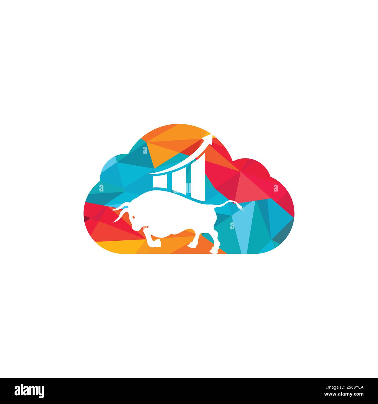 Logo de taureau financier. Graphique de commerce, logo de finance. Icône du logo de productivité d'entreprise dans la barre de graphique de la finance économique. Illustration de Vecteur