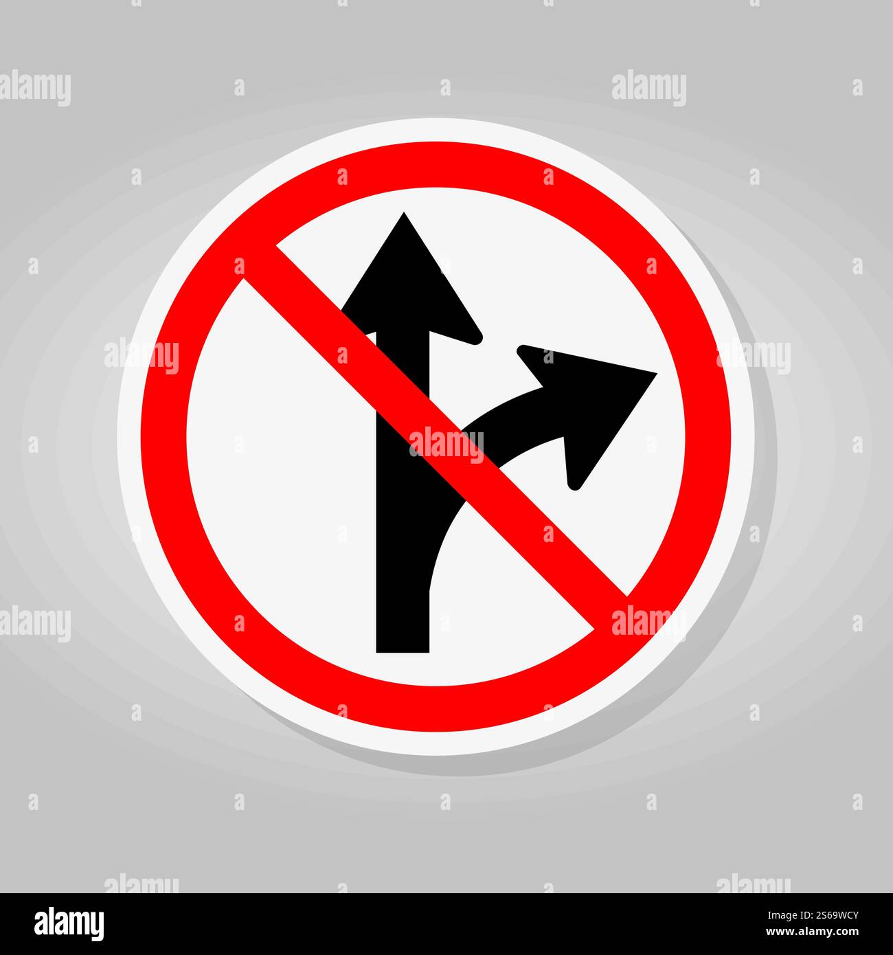 Interdiction de procéder en ligne droite ou de tourner à droite panneau de route isoler sur fond blanc, illustration vectorielle Illustration de Vecteur