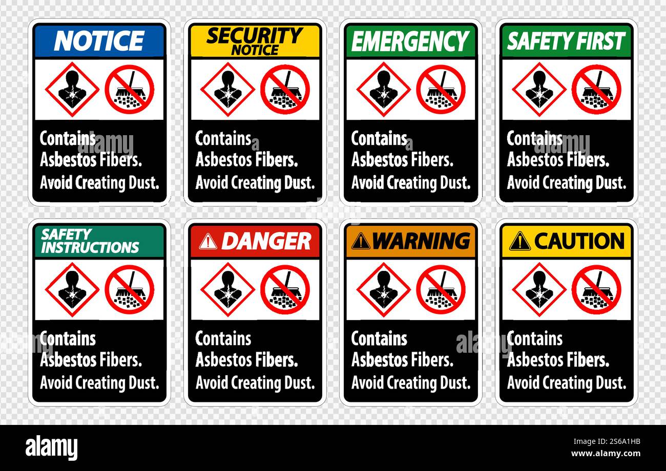 L'étiquette contient des fibres d'amiante, éviter de créer de la poussière Illustration de Vecteur