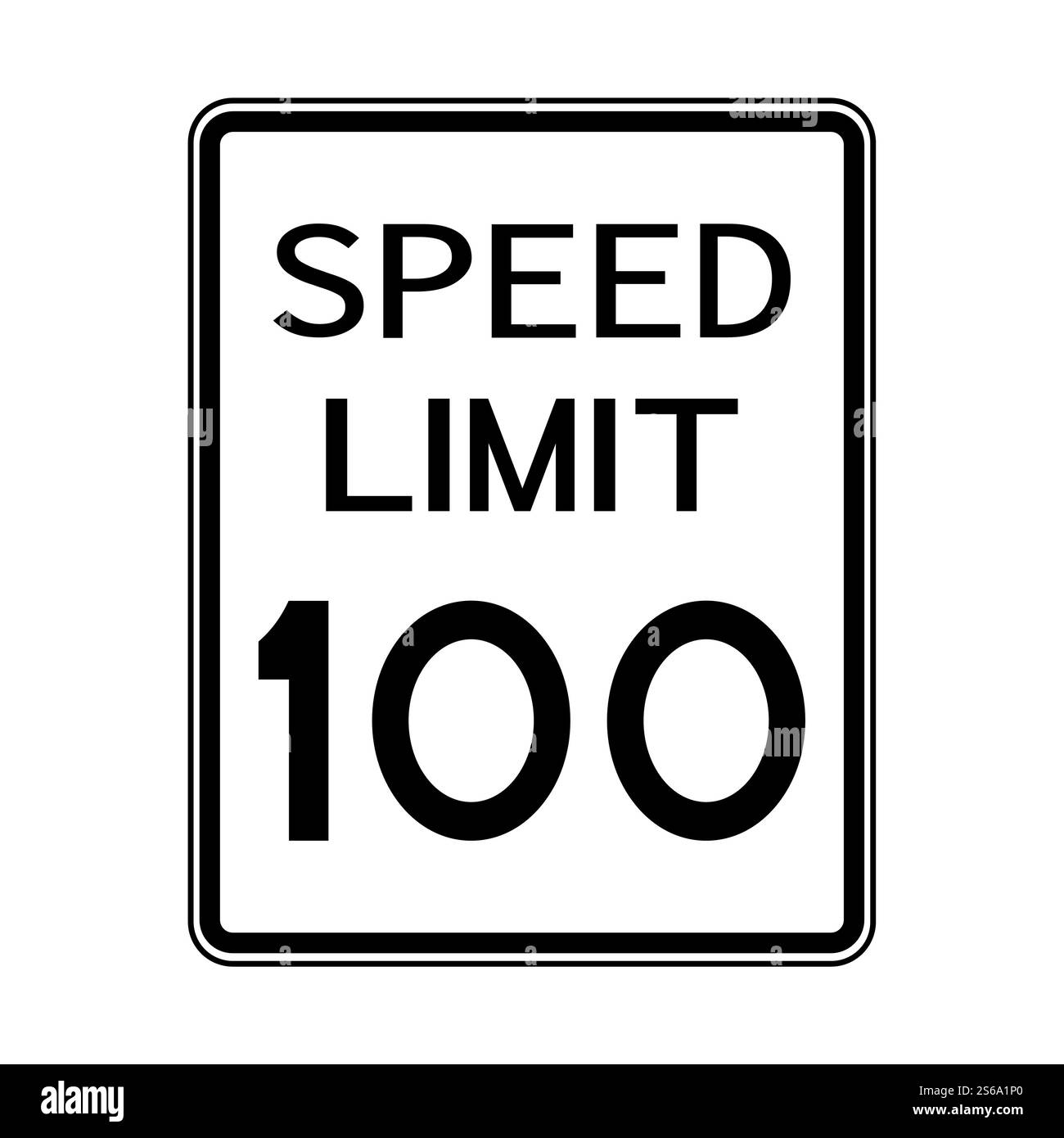Panneau de transport de la circulation routière aux États-Unis : limite de vitesse 100 sur fond blanc, illustration vectorielle Illustration de Vecteur