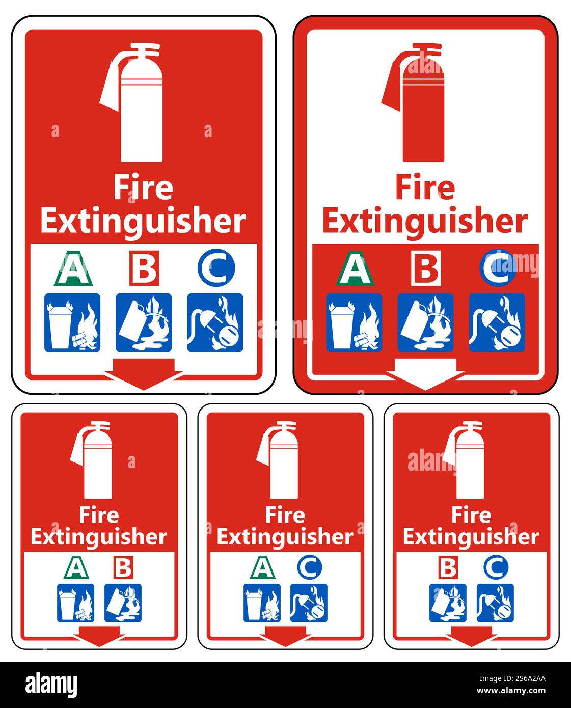 Symbole extincteur A B C affiche sur fond blanc Illustration de Vecteur