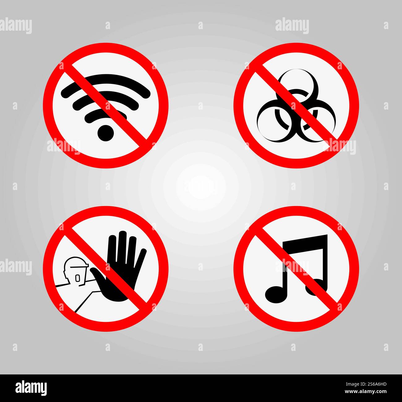 Panneaux d'interdiction et divers signes d'avertissement icône symbole signe isoler sur fond blanc, illustration vectorielle Illustration de Vecteur