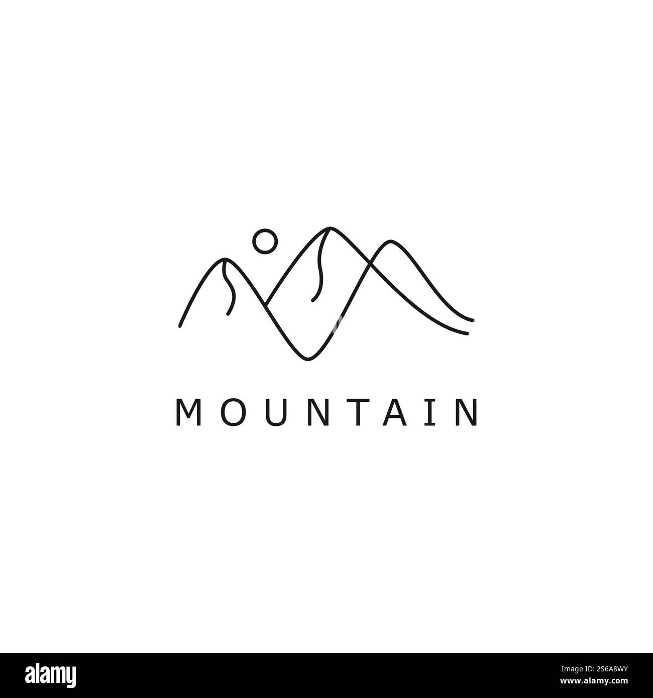 simple dessin de ligne paysage d'un logo de montagne Illustration de Vecteur