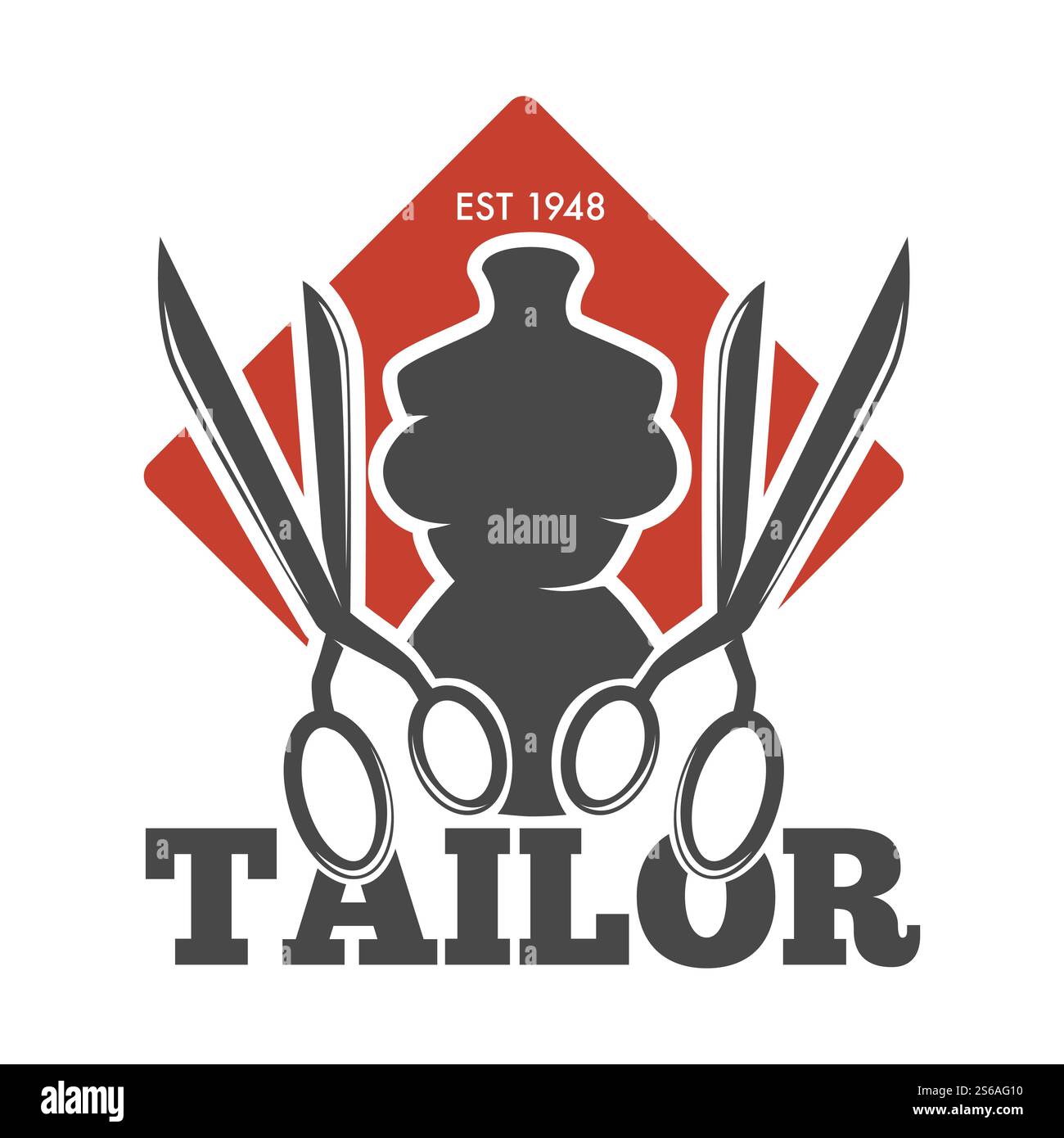 Mannequin et ciseaux tailleur service ou atelier icône isolé vecteur mannequin et outil de coupe emblème ou logo vêtements réparant et créant designer vêtements à la main magasin de vêtements ou magasin réparation de vêtements. Service sur mesure ou mannequin d'atelier et ciseaux icône isolée Illustration de Vecteur