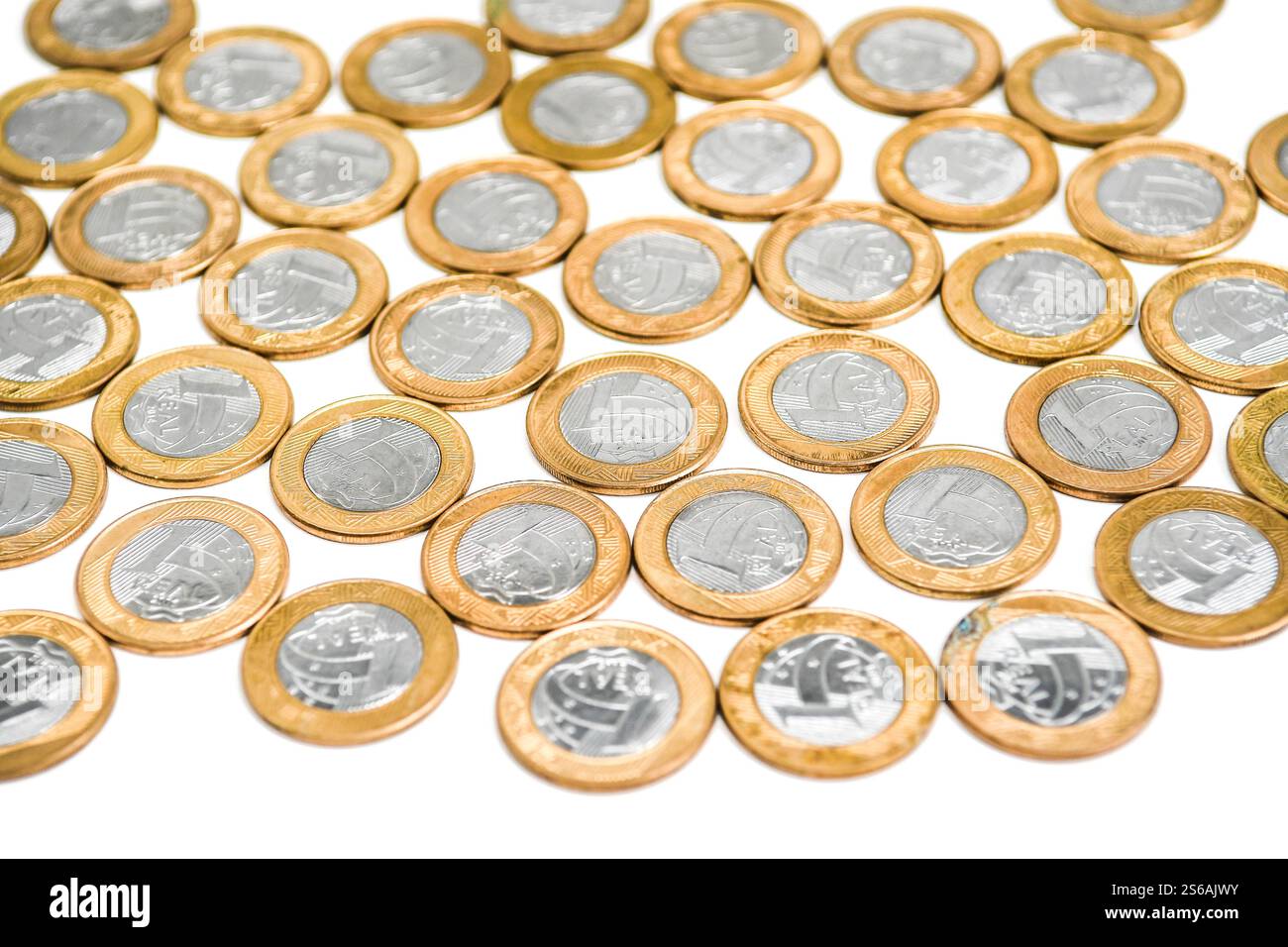 Argent (pièces) réel du Brésil Banque D'Images