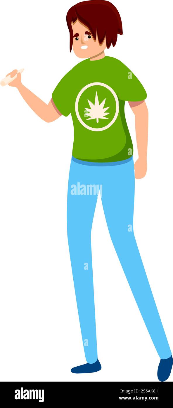 Icône fumer de la marijuana habitude. Dessin animé de l'icône vectorielle de fumage de marijuana habitude pour la conception de Web isolé sur fond blanc. Icône de fumer de marijuana d'habitude, style de bande dessinée Illustration de Vecteur