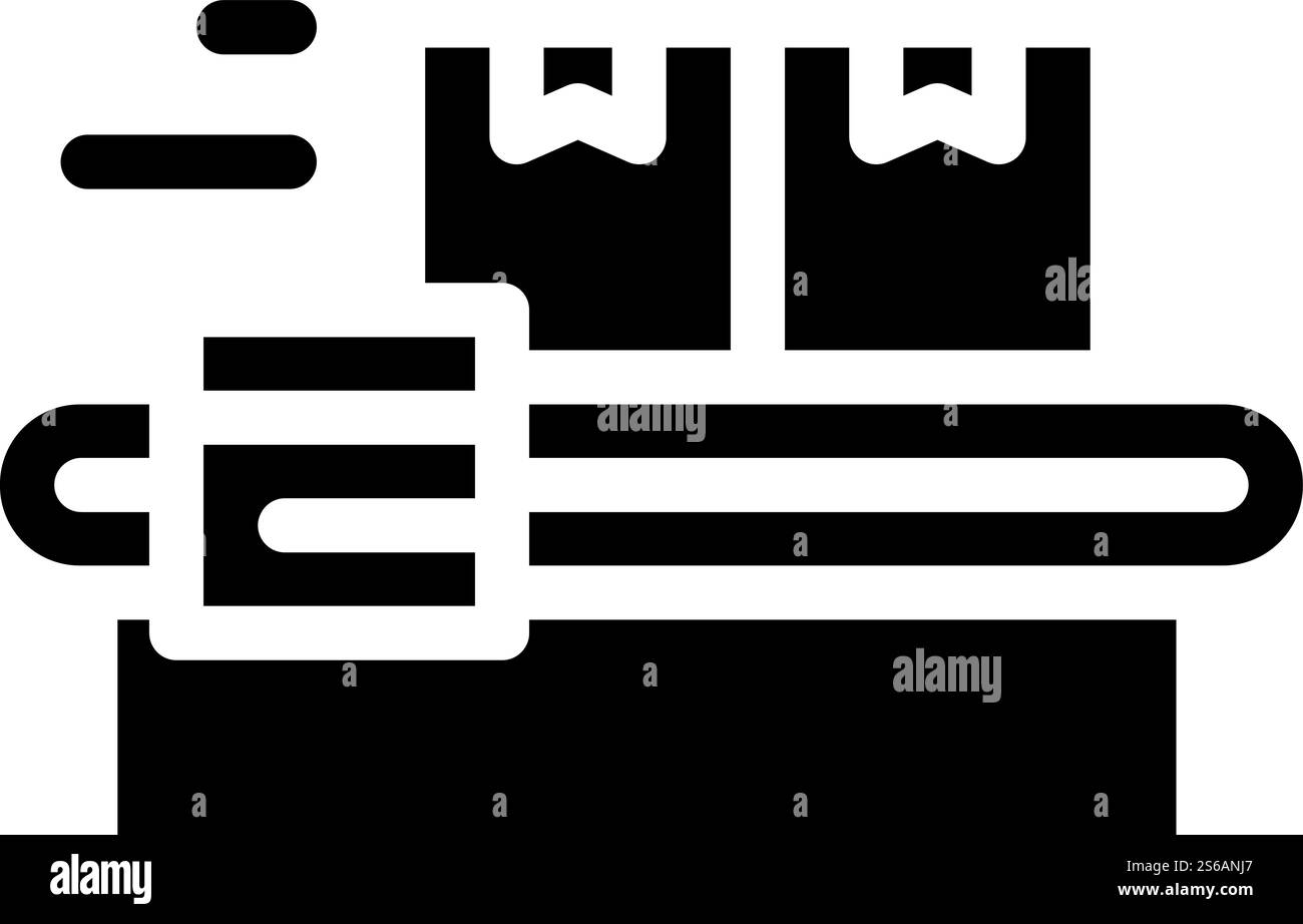 vecteur d'icône de glyphe de convoyeur d'entrepôt. enseigne pour convoyeur d'entrepôt. illustration noire du symbole de contour isolé. illustration isolée de vecteur d'icône de glyphe de convoyeur d'entrepôt Illustration de Vecteur