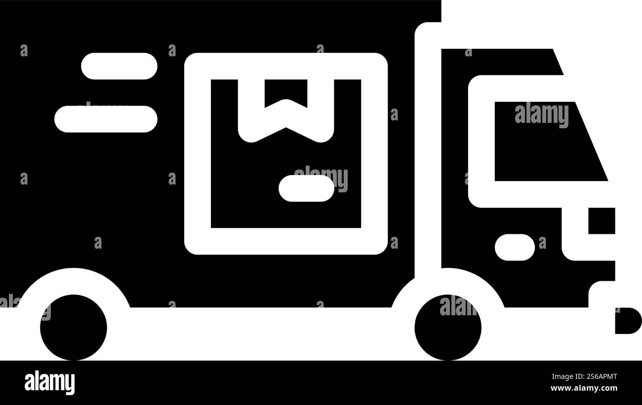 vecteur d'icône de glyphe de cargaison de camion. panneau de livraison de marchandises pour camions. illustration noire du symbole de contour isolé. cargaison de camion livrant illustration vectorielle d'icône de glyphe Illustration de Vecteur