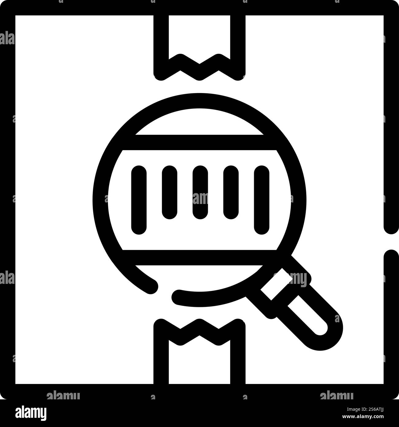 code à barres sur le vecteur d'icône de ligne de boîte. code à barres sur le panneau de la boîte. illustration noire du symbole de contour isolé. code à barres sur l'illustration vectorielle d'icône de ligne de boîte Illustration de Vecteur