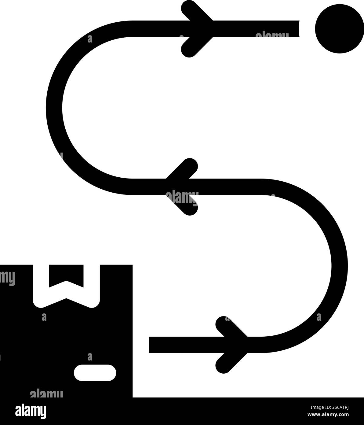 vecteur d'icône de glyphe de direction et d'emplacement de livraison. directives de livraison et panneau d'emplacement. illustration noire du symbole de contour isolé. direction de livraison et illustration vectorielle d'icône de glyphe d'emplacement Illustration de Vecteur
