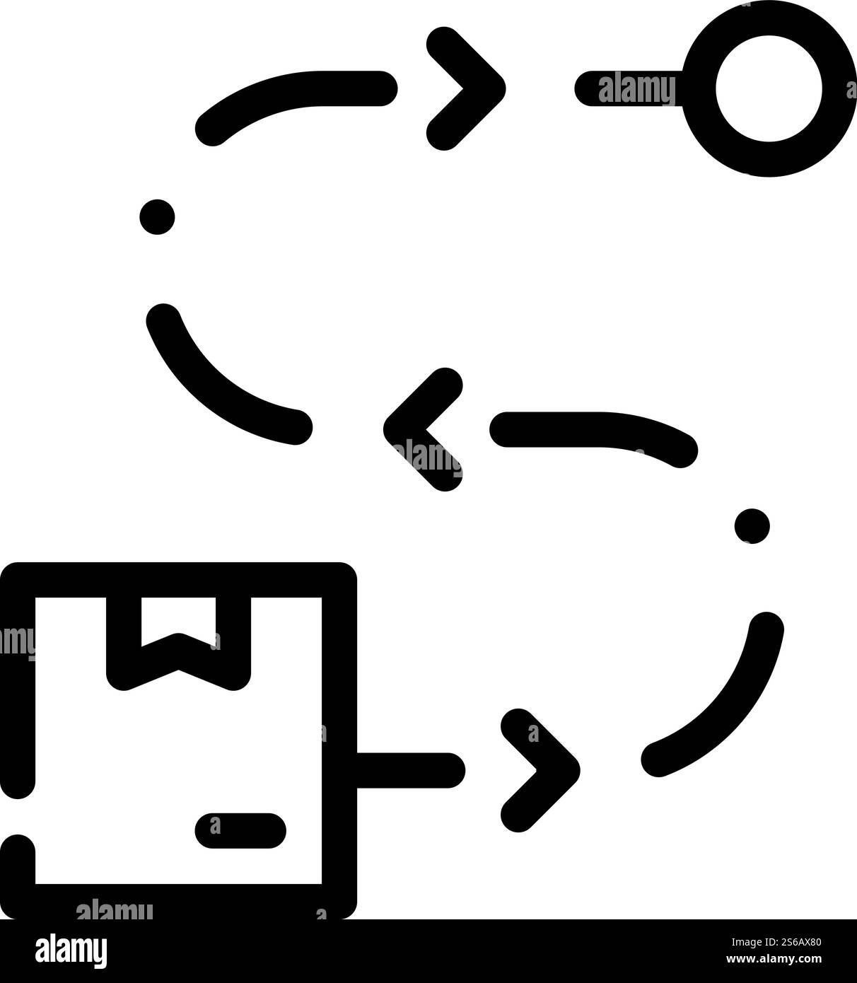 vecteur d'icône de ligne de direction et d'emplacement de livraison. directives de livraison et panneau d'emplacement. illustration noire du symbole de contour isolé. illustration vectorielle d'icône de ligne de direction et d'emplacement de livraison Illustration de Vecteur