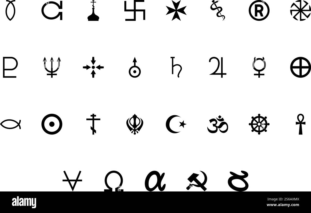 Symbole religieux et international couleur noire set illustration vectorielle de style solide. Symbole religieux et international couleur noire ensemble solide image de style Illustration de Vecteur