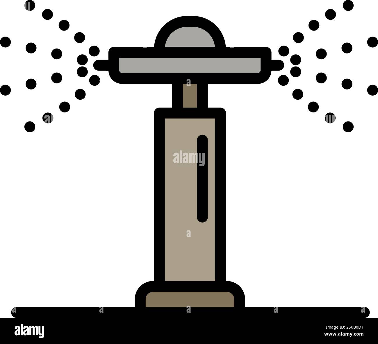 Icône d'arrosage par arroseur circulaire. Icône de vecteur d'irrigation d'arroseur circulaire de contour pour la conception de Web isolé sur fond blanc. Icône d'irrigation d'arroseur circulaire, style de contour Illustration de Vecteur