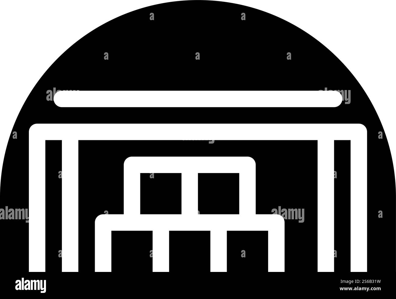 vecteur d'icône de glyphe de bâtiment d'entrepôt. enseigne pour la construction d'entrepôts. illustration noire du symbole de contour isolé. vecteur d'icône de glyphe de bâtiment d'entrepôt illustration isolée Illustration de Vecteur