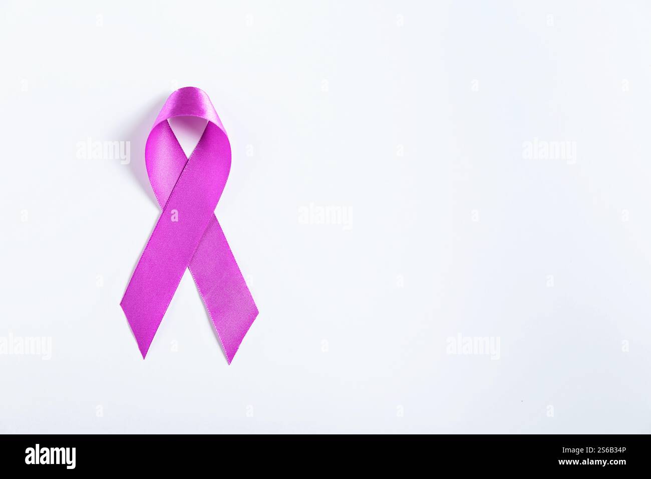 Ruban violet de cancer du pancréas sur fond blanc Banque D'Images