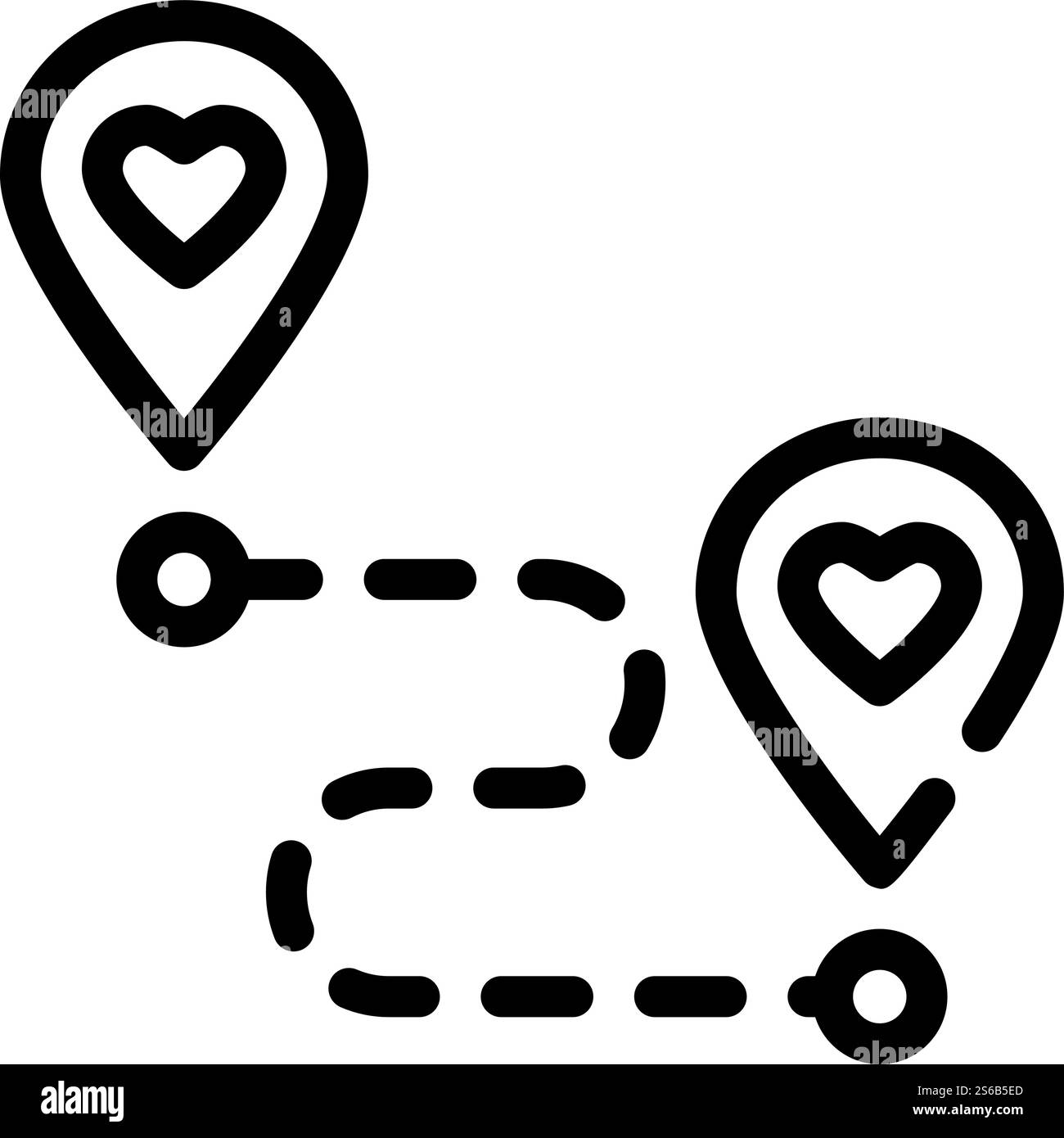 direction vers le vecteur d'icône de ligne d'amour. direction à l'amour signe. illustration noire du symbole de contour isolé. direction à l'illustration vectorielle d'icône de ligne d'amour Illustration de Vecteur