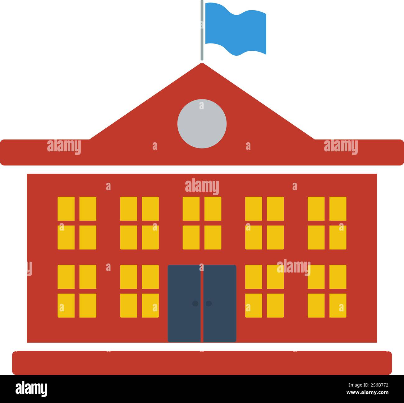 Icône du bâtiment de l'école dans les couleurs de l'interface utilisateur. Conception couleur plate. Illustration vectorielle. Illustration de Vecteur